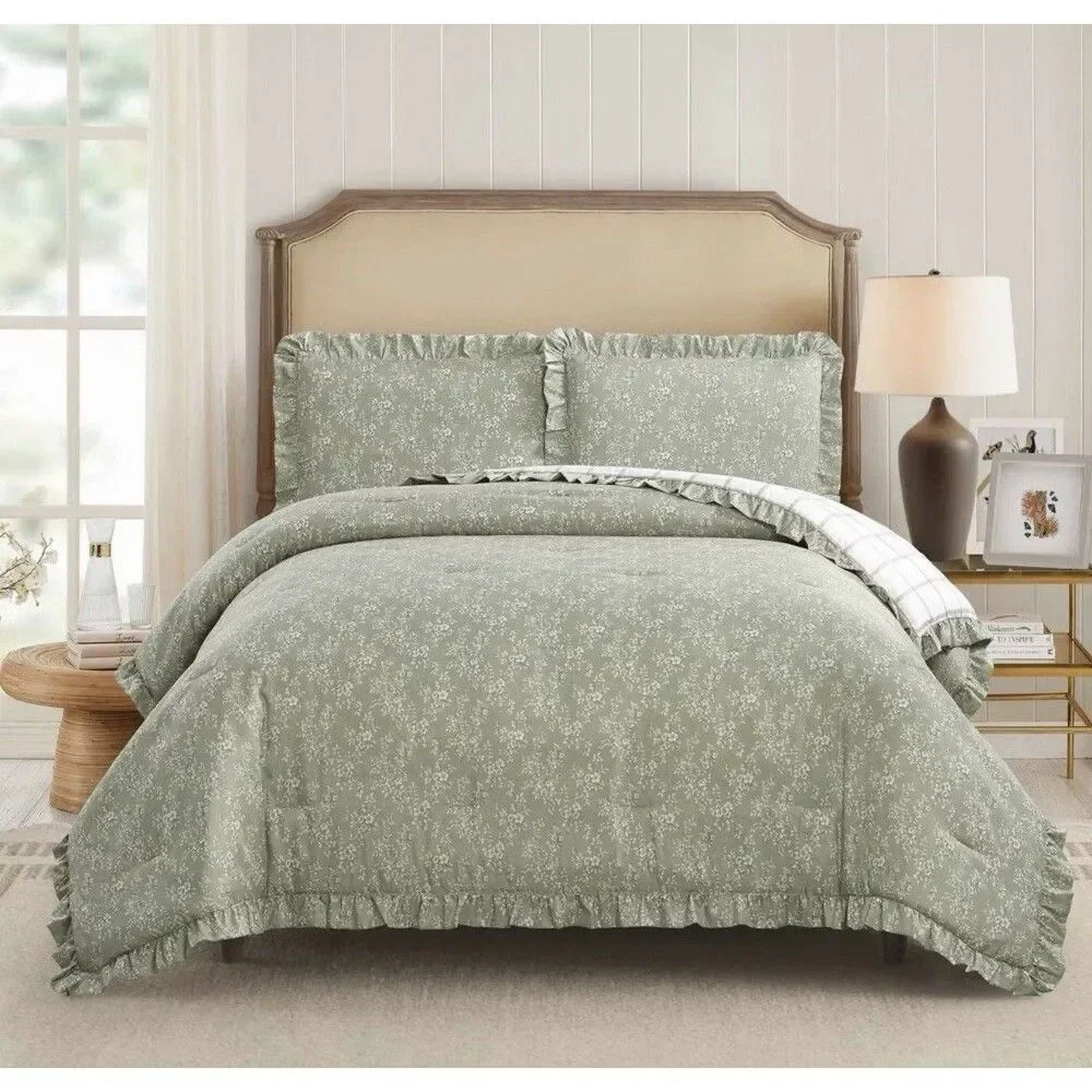 Modern Heirloom 3pc Queen Floral Ruffle Comforter Bedding Set Assorted NEW